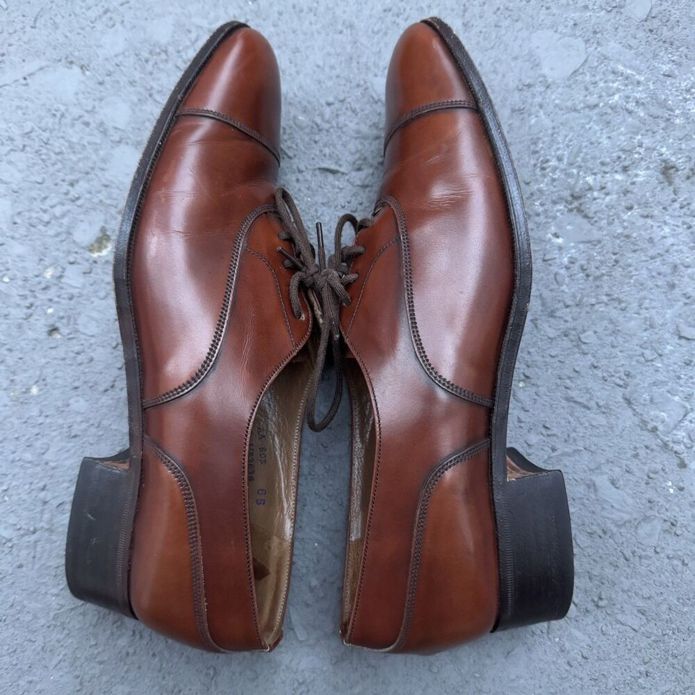 Vintage Church's Custom Made Leather Cap Toe Oxford Dress Shoes Brown Size 5.5-6